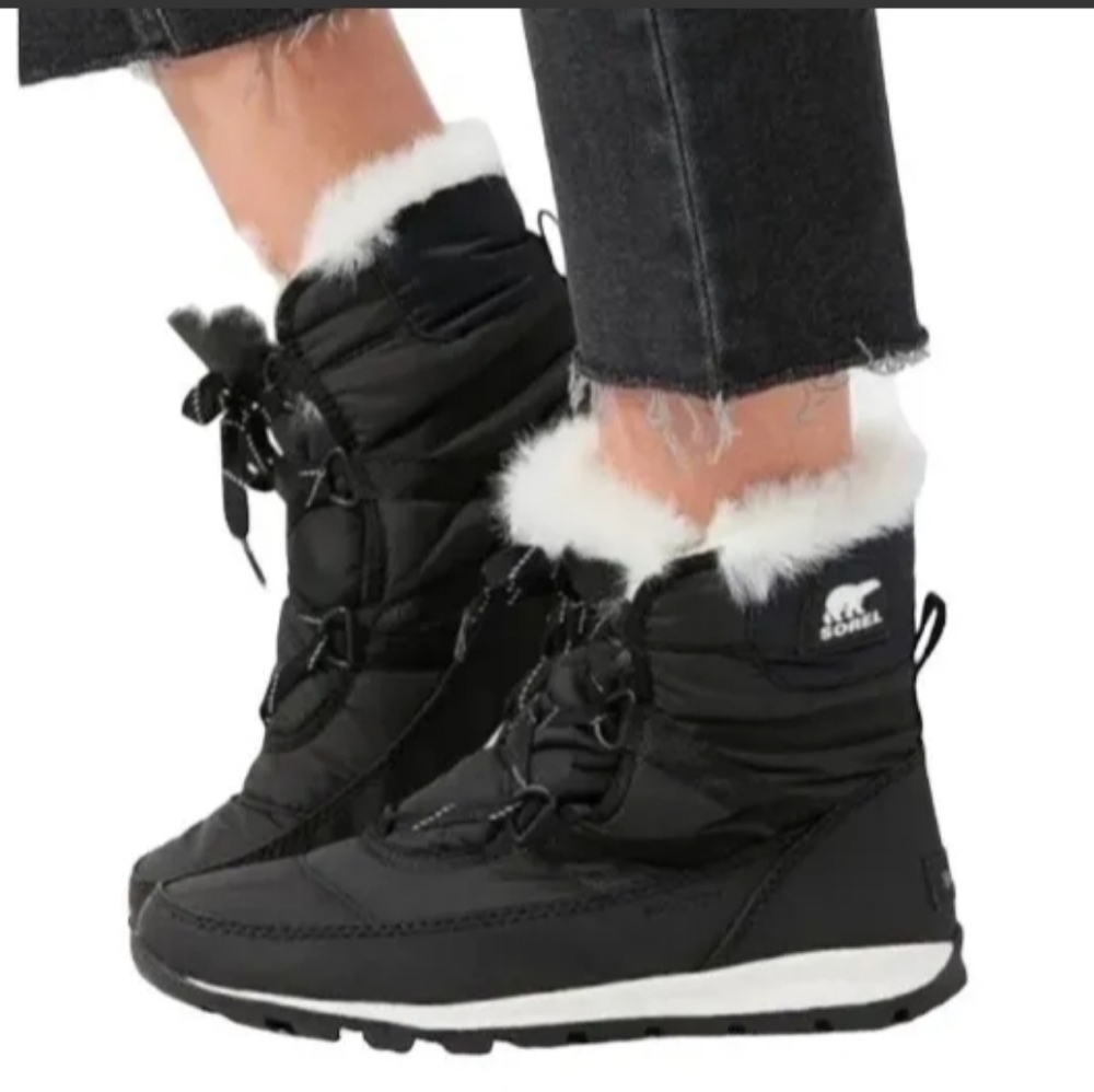 SOREL-Whitney Unisex Kids Black Lace Waterproof Short Boot Size 5 (Y) Womens (6)